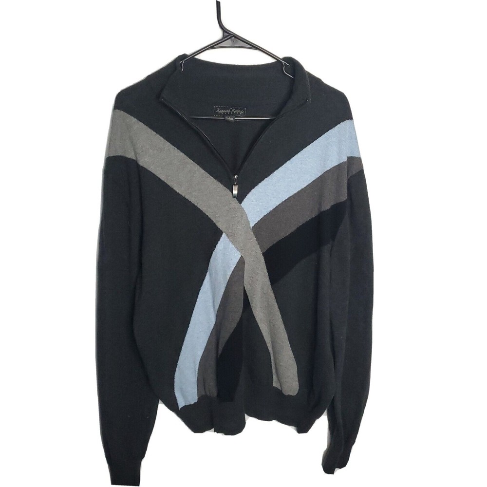 Kenneth Roberts Platinum Mens Size L 1/4 Zip Long Sleeve Sweater Geometric